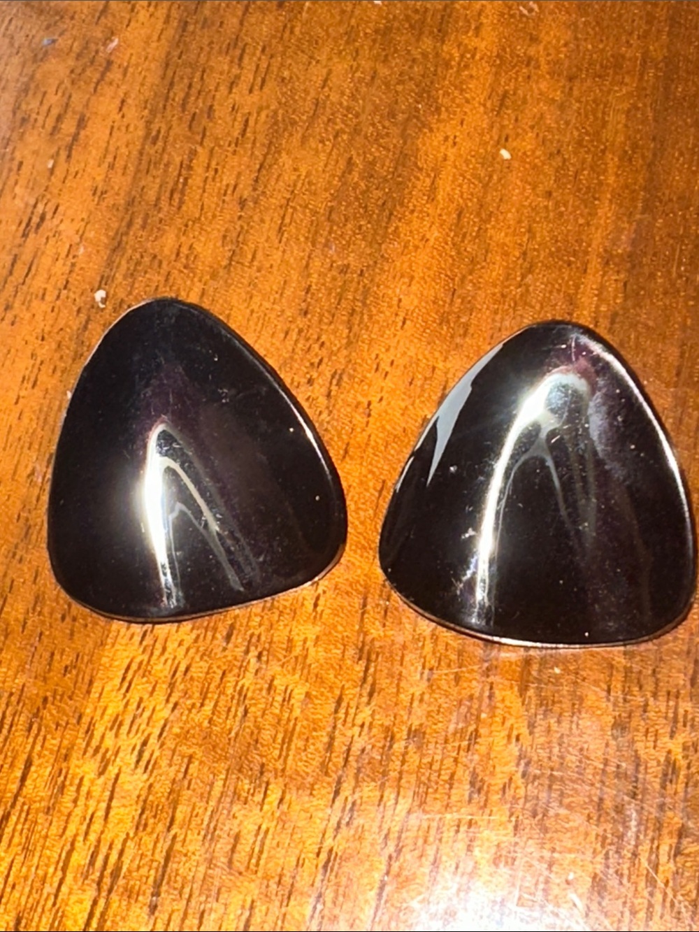 Vintage Triangular Black Plastic Post Earrings